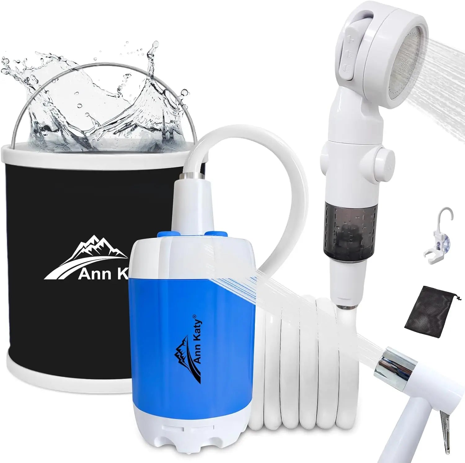 Portable Camping Shower Pump with Digital Display, Multiple Spray Modes for Outdoor Travel and RV Use