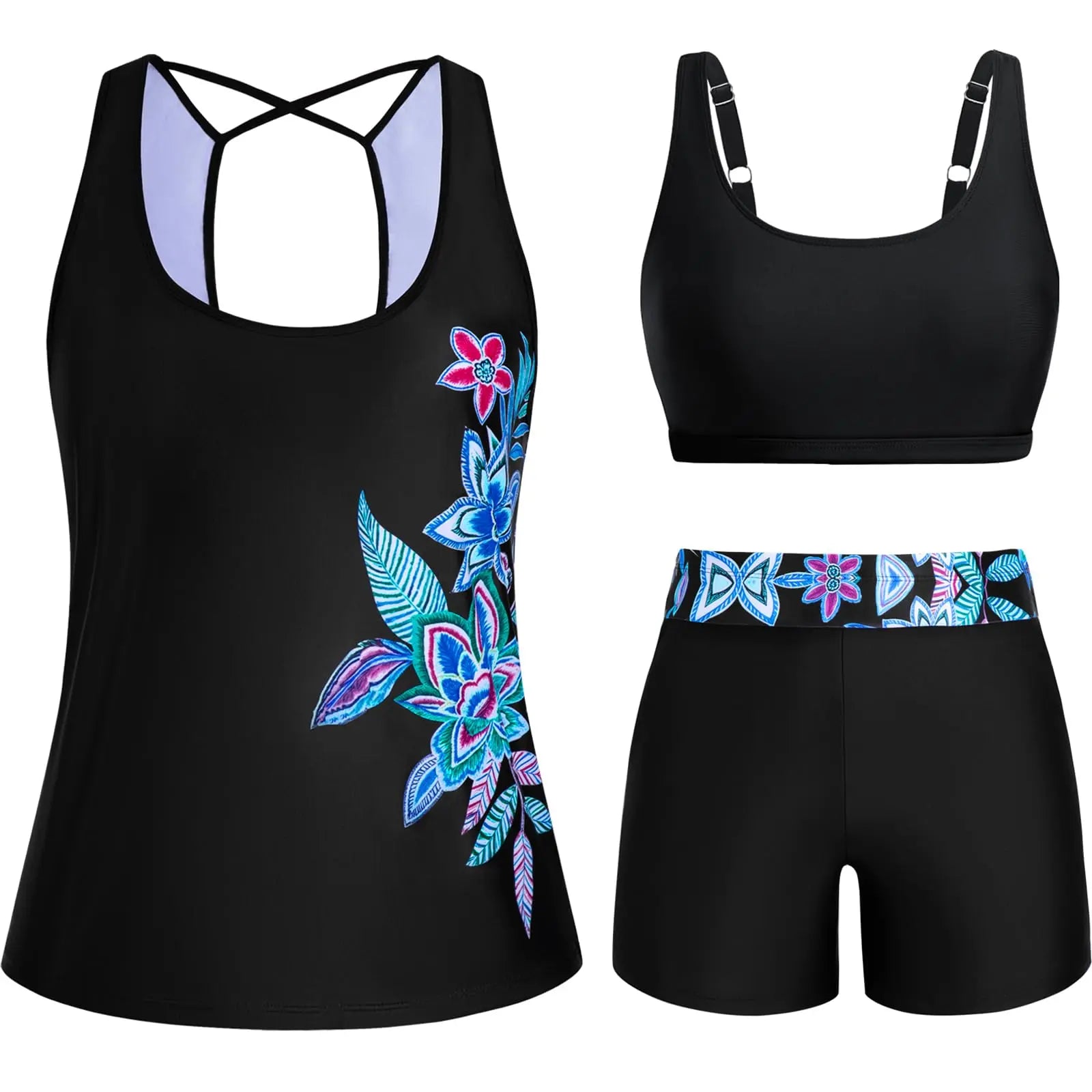 Arolina 3 Piece Swimsuits for Women Tankini Sets Modest Bathing Suits Plus Size Swimsuit Swimwear 2026