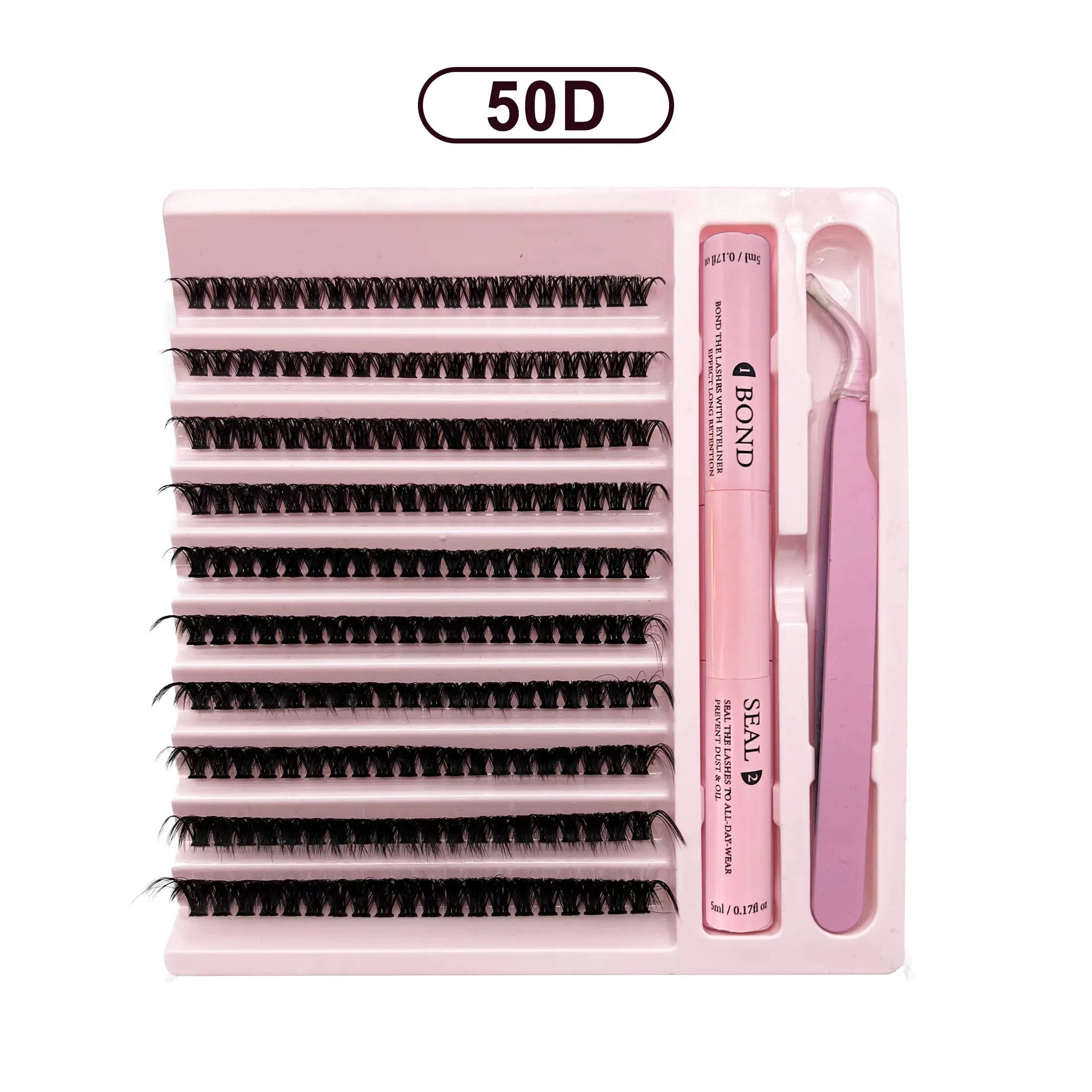 DiY Cluster Lashes Kit 200 Pcs: 8-16mm Mixed, Bond & Seal Glue, Tweezers for Natural Self Application Look