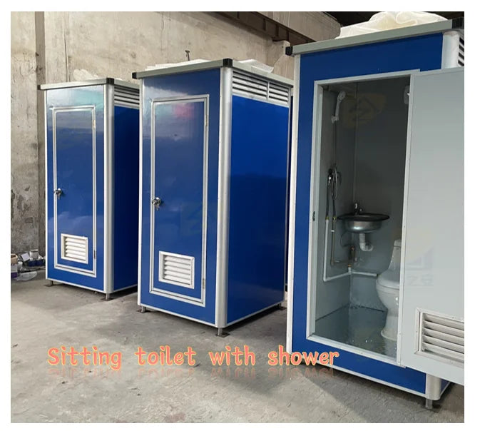 Prefabricated Shower Cabin Single Double White Blue Gray Outdoor Public Bathroom Mobile Portable Toilet Unit