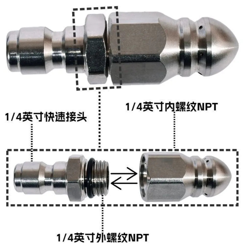 High-pressure Nozzle High-pressure Pipe Carding Nozzle - Porous Pressure Nozzle Industrial Intensity Jet Power Drainage Cleaning