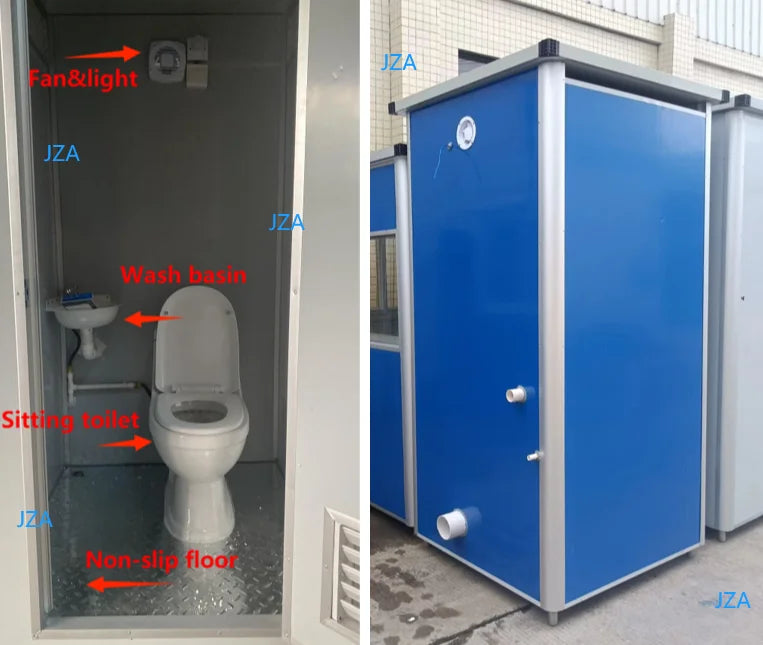 Prefabricated Shower Cabin Single Double White Blue Gray Outdoor Public Bathroom Mobile Portable Toilet Unit