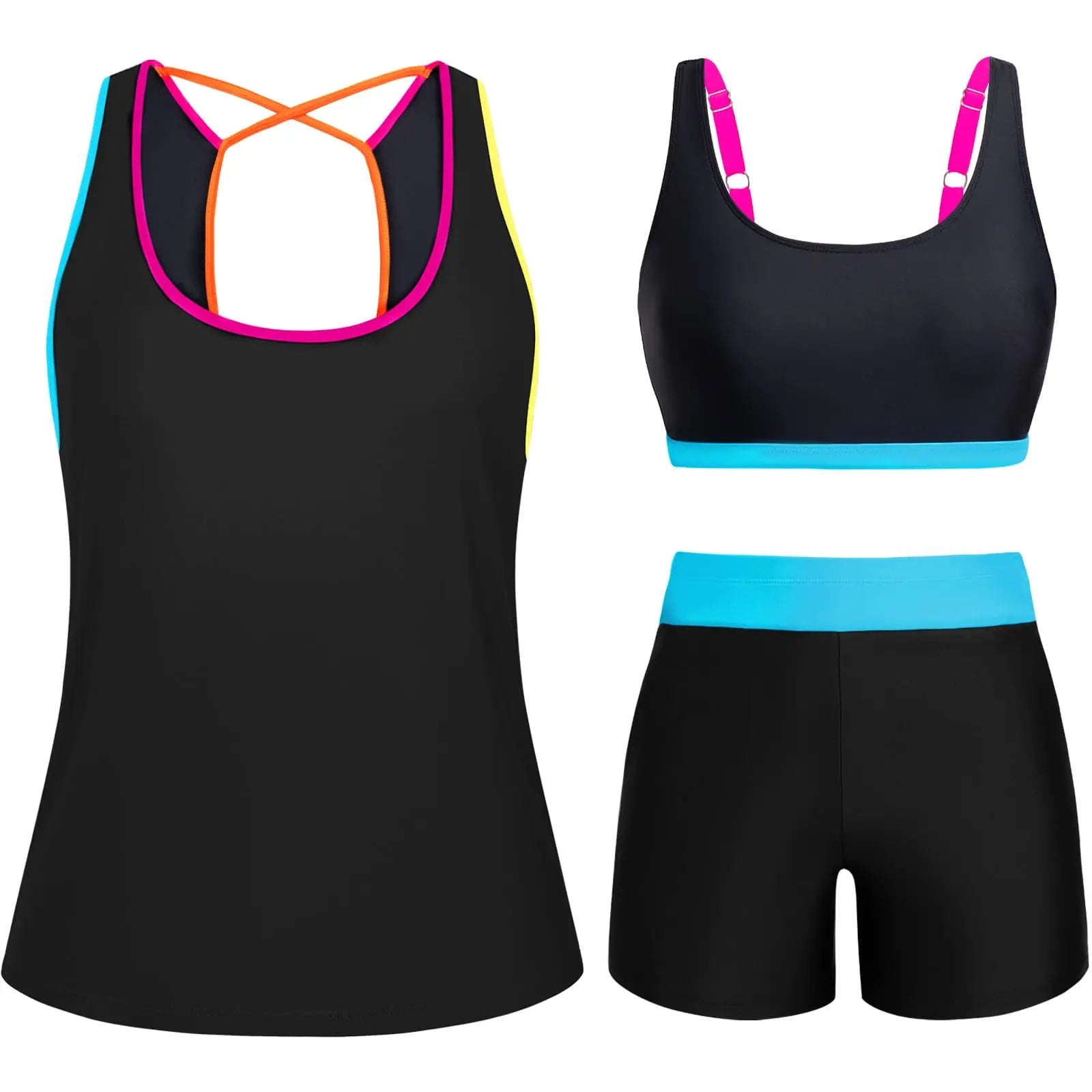 Arolina 3 Piece Swimsuits for Women Tankini Sets Modest Bathing Suits Plus Size Swimsuit Swimwear 2026