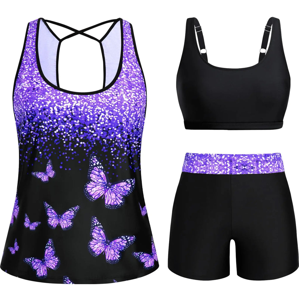 Arolina 3 Piece Swimsuits for Women Tankini Sets Modest Bathing Suits Plus Size Swimsuit Swimwear 2026