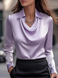 Vintage Satin Blouse Women Long Sleeve Elegant Silk Shirt Luxury Commuting Tops