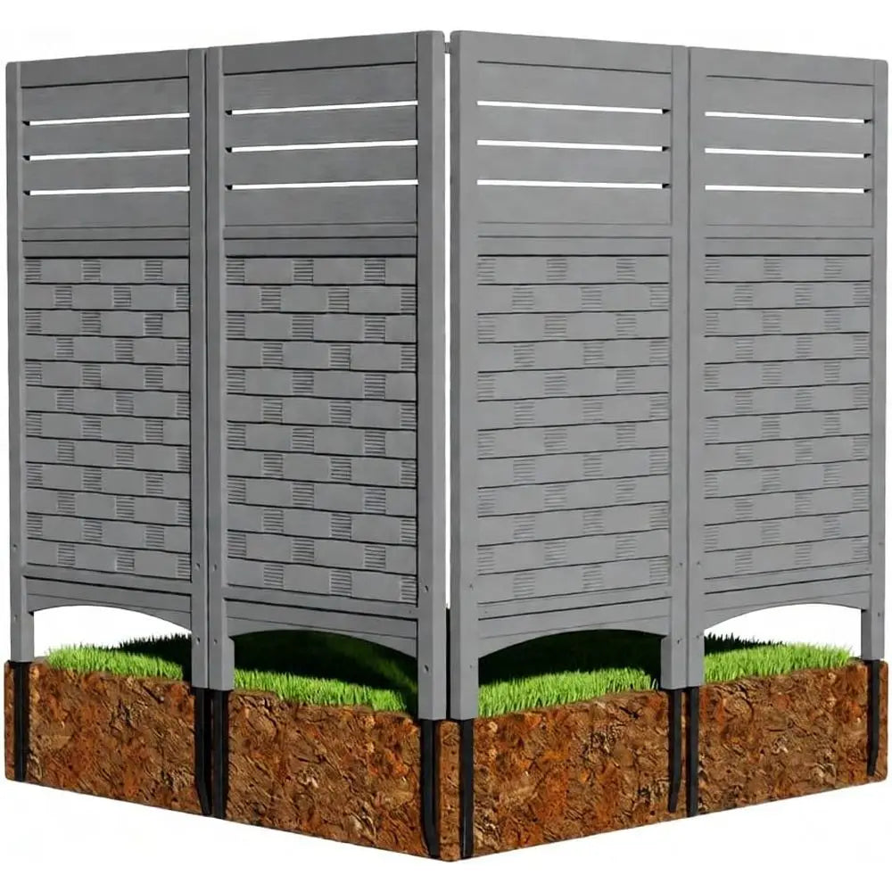 4-Pack Grey Outdoor Privacy Screens for Air Conditioners and Pool Equipment Enclosures