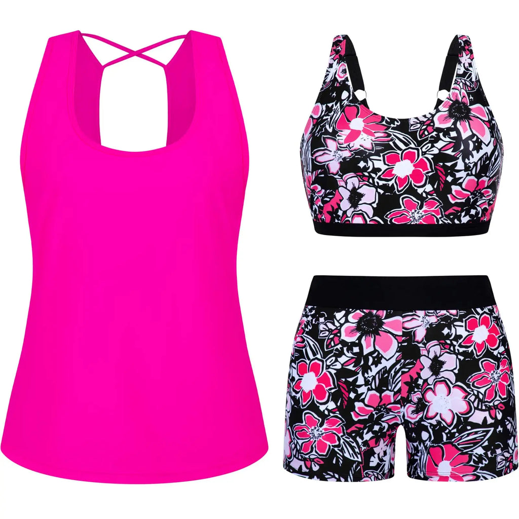 Arolina 3 Piece Swimsuits for Women Tankini Sets Modest Bathing Suits Plus Size Swimsuit Swimwear 2026