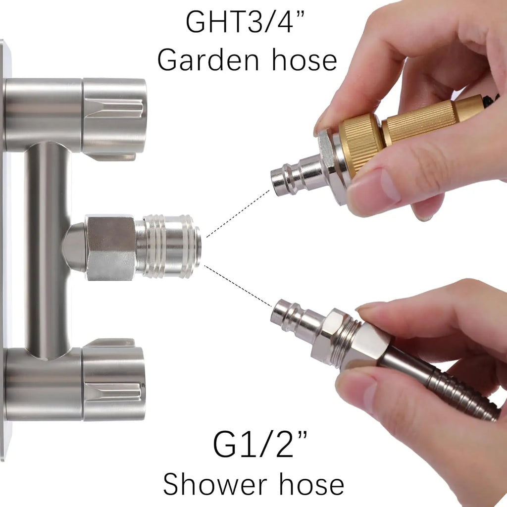 All Metal RV Quick Connect Faucet, 4" Shower Valve Kit for Camper Outside Replacement in Brushed Nickel