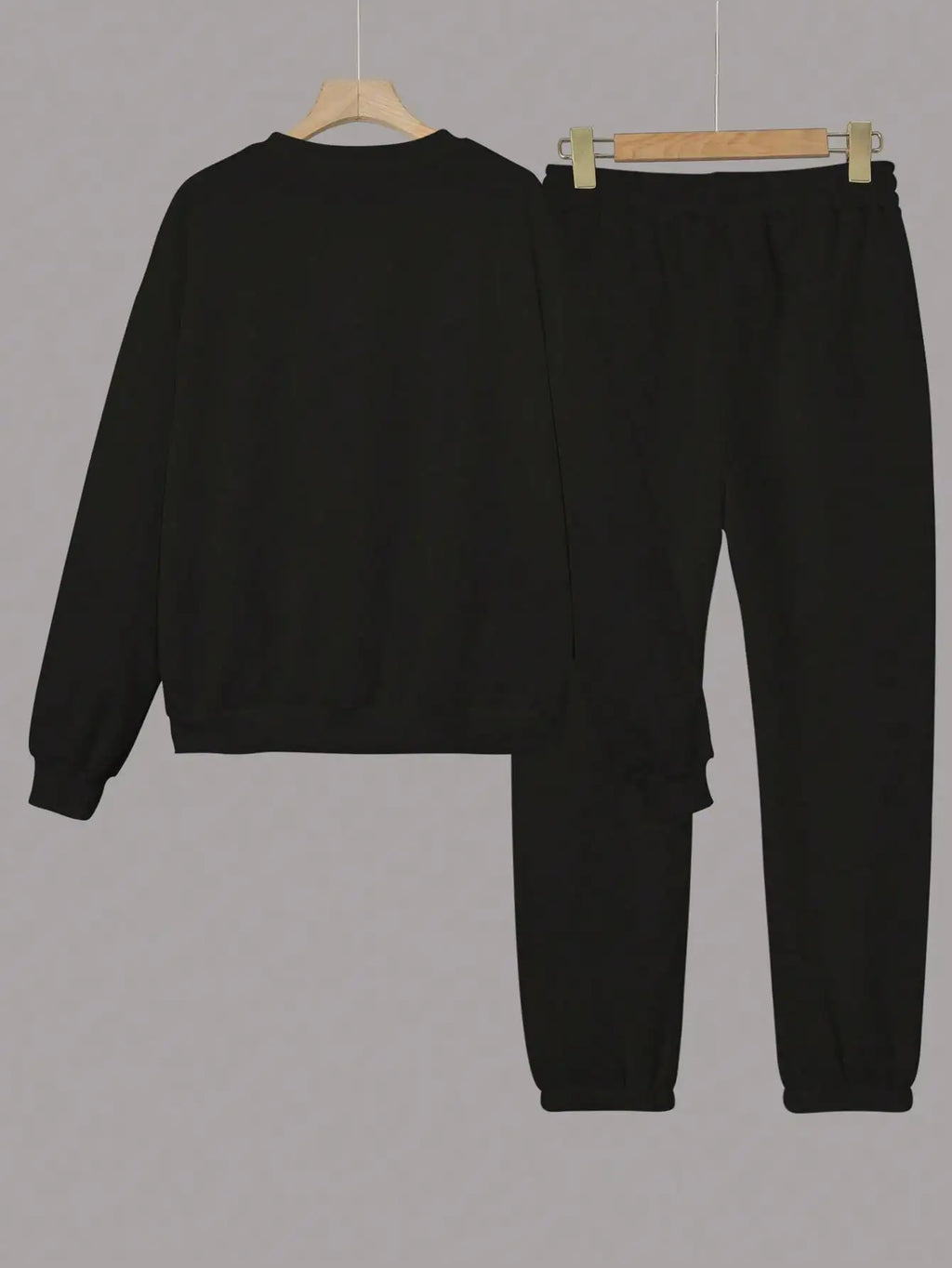Black Girl Magic Two-Piece Sweat Suit with Colorful Letter Print, Casual Comfortable Tracksuit for Fall Winter