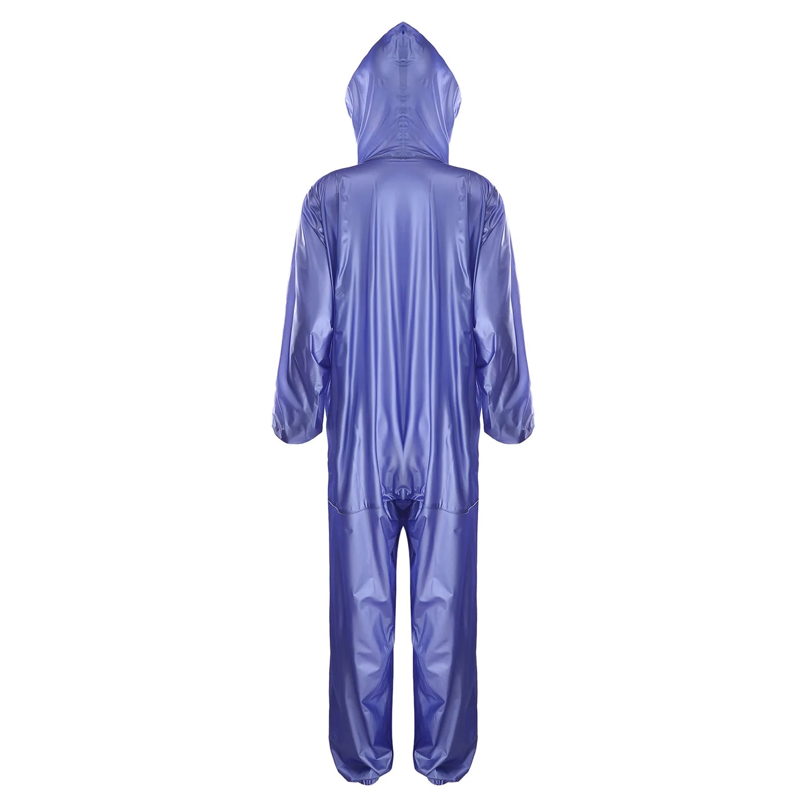Adults One Piece Full-body Hooded Raincoat Hood with Drawstring Front Button And Zipper One-piece Waterproof Jumpsuit Workwear