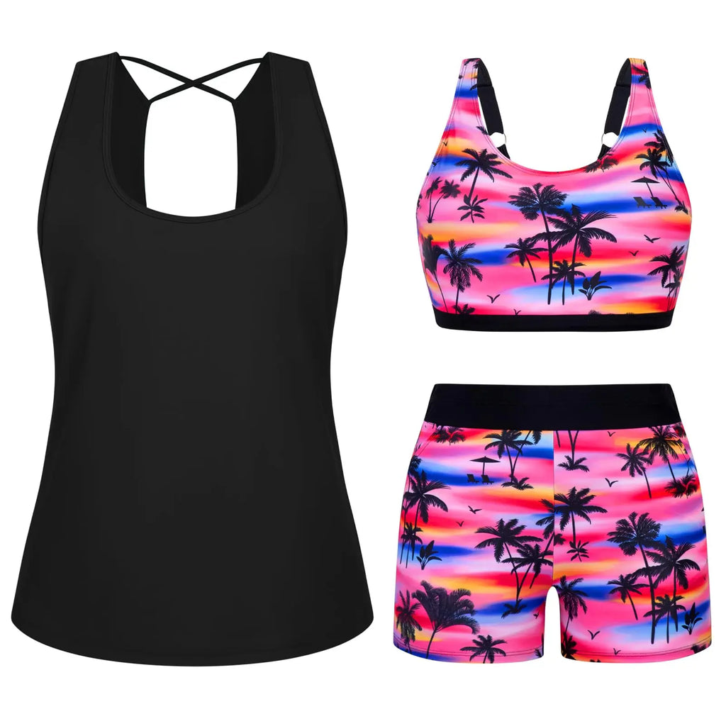 Arolina 3 Piece Swimsuits for Women Tankini Sets Modest Bathing Suits Plus Size Swimsuit Swimwear 2026