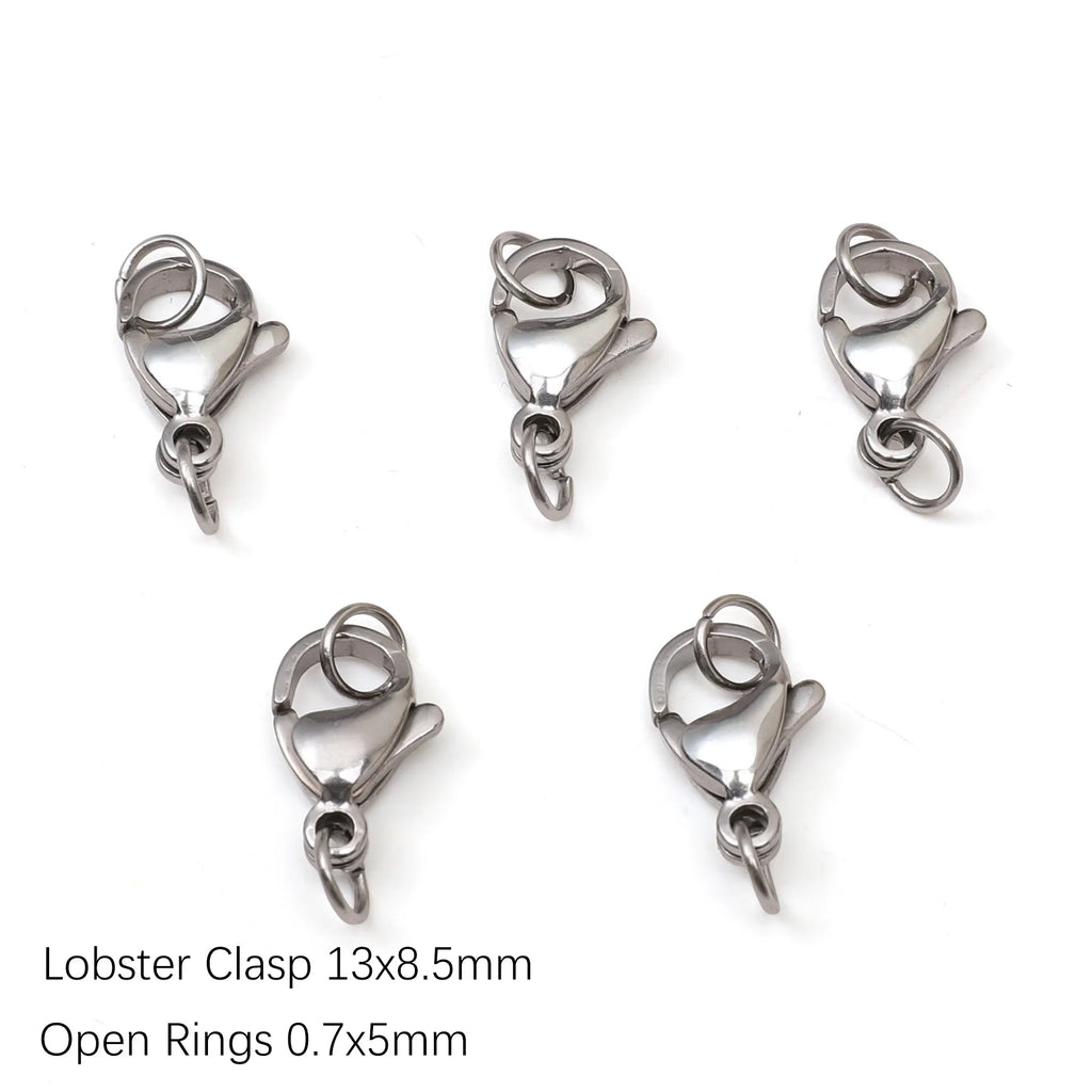 5-10Pcs Rhodium/Gold Color Stainless Steel Lobster Clasps With Rings DIY Bracelet Necklace Jewelry Making Connectors Accessories