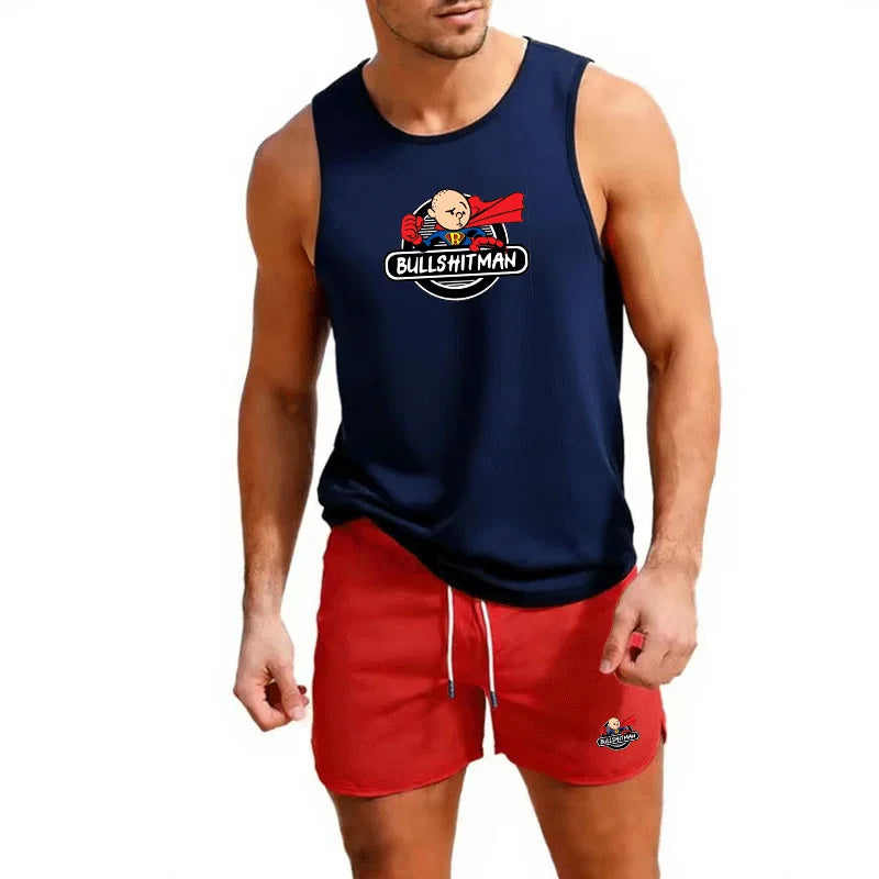 This men’s short-sleeve suit set blends casual comfort with modern style.  fabric a sharp, neat look.