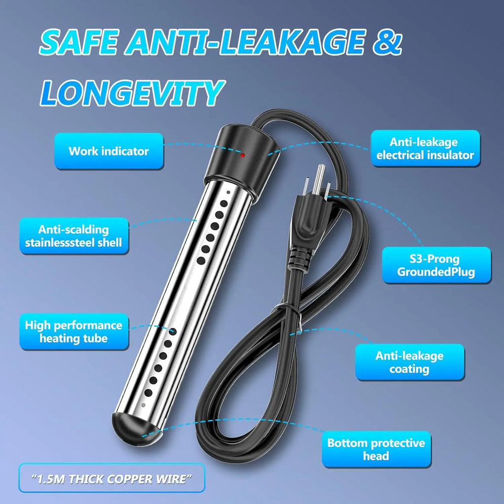 Portable Camping Shower with Immersion Heater, 6000mAh Rechargeable, LED Display for Outdoor Use