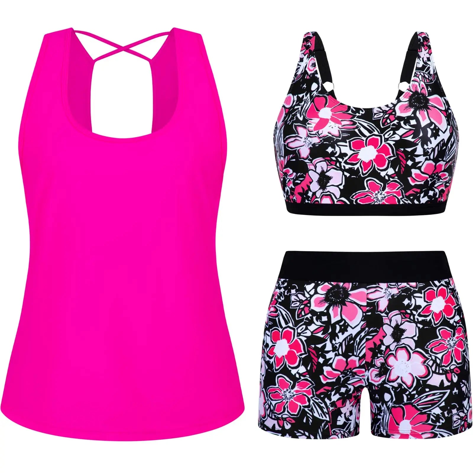 Arolina 3 Piece Swimsuits for Women Tankini Sets Modest Bathing Suits Plus Size Swimsuit Swimwear 2026