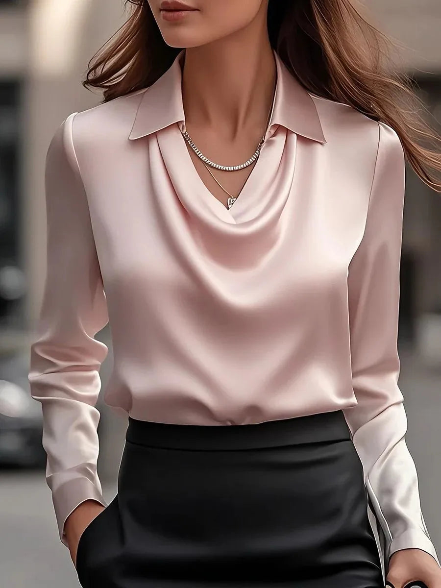Vintage Satin Blouse Women Long Sleeve Elegant Silk Shirt Luxury Commuting Tops