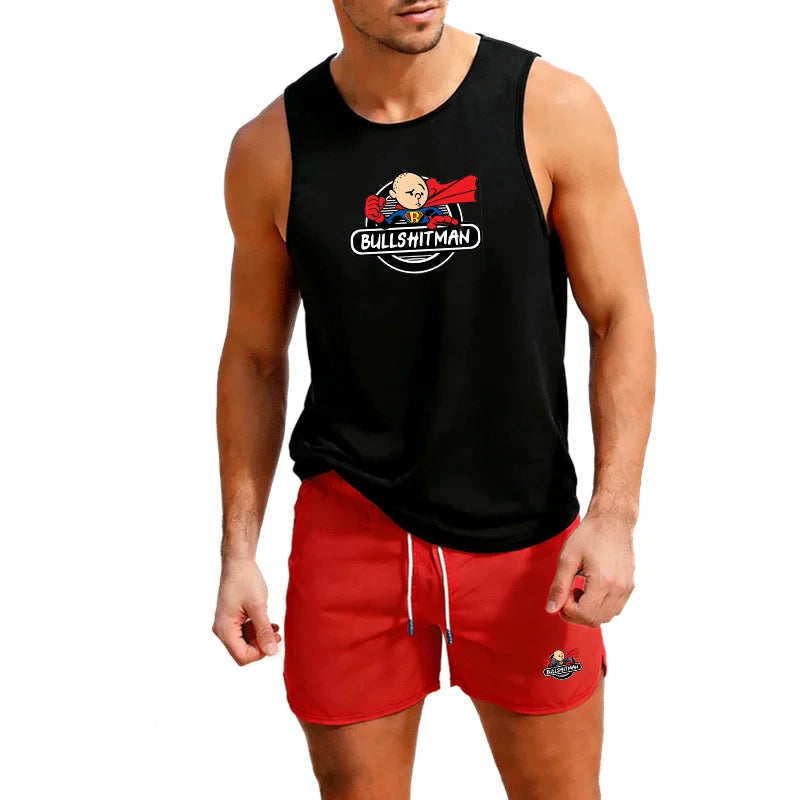 This men’s short-sleeve suit set blends casual comfort with modern style.  fabric a sharp, neat look.