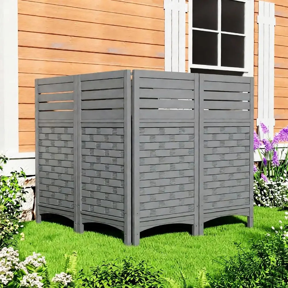4-Pack Grey Outdoor Privacy Screens for Air Conditioners and Pool Equipment Enclosures