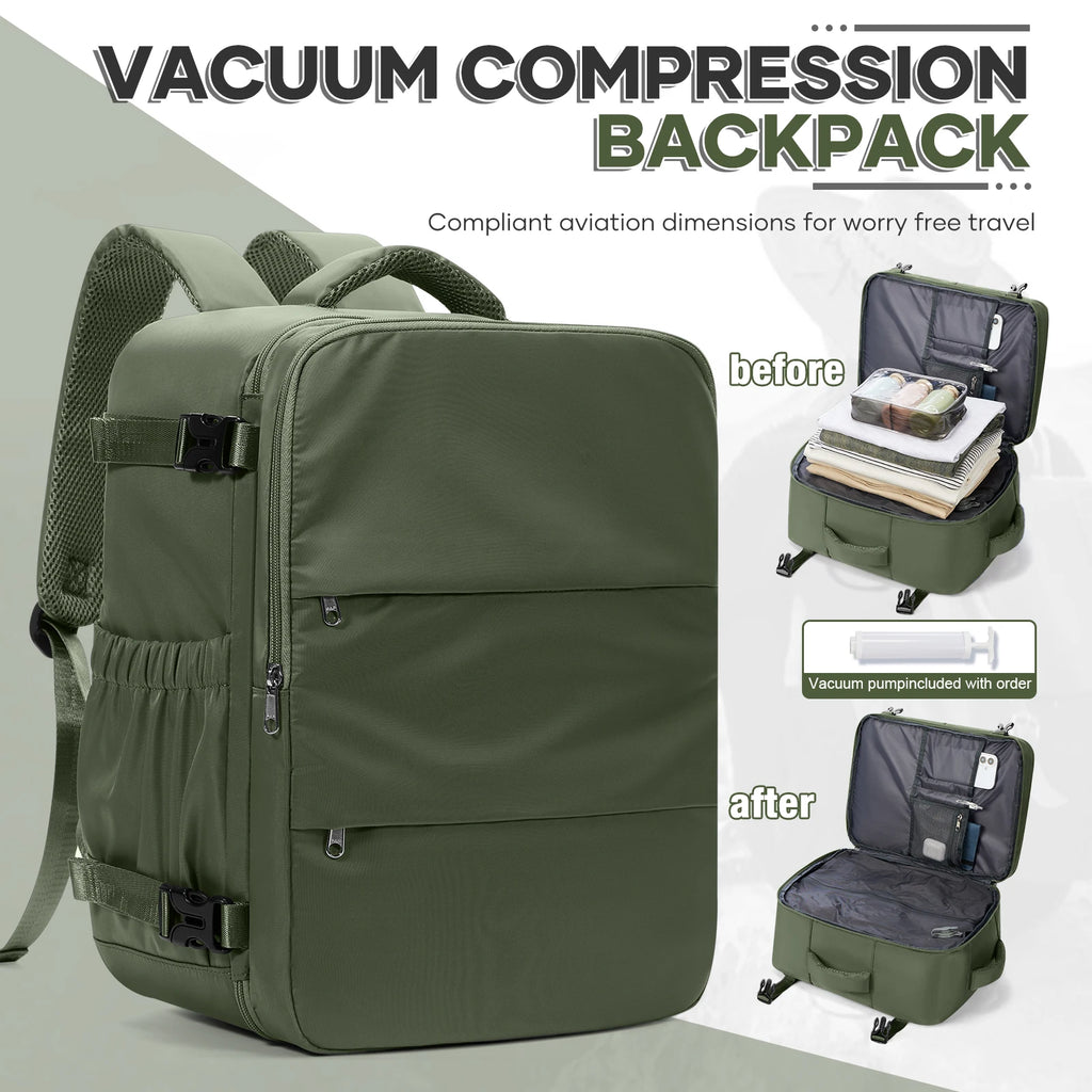 Genuine Luggage, Ryanair Hand Luggage 40x30x20 Travel Backpack,  Women Men Work Backpack Vacuum Bag Business Laptop Backpack