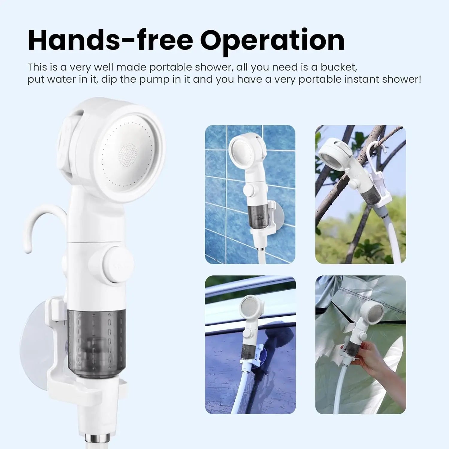 Portable Camping Shower Pump with Digital Display, Multiple Spray Modes for Outdoor Travel and RV Use