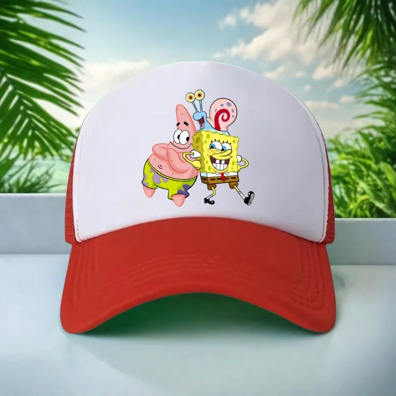 Kids Hat Beautiful Girl Anime SpongeBob Print 6-15Yrs Boy Girl Youth 58CM Travel Sun Hat Baseball Hat Charming Casual Sports Hat
