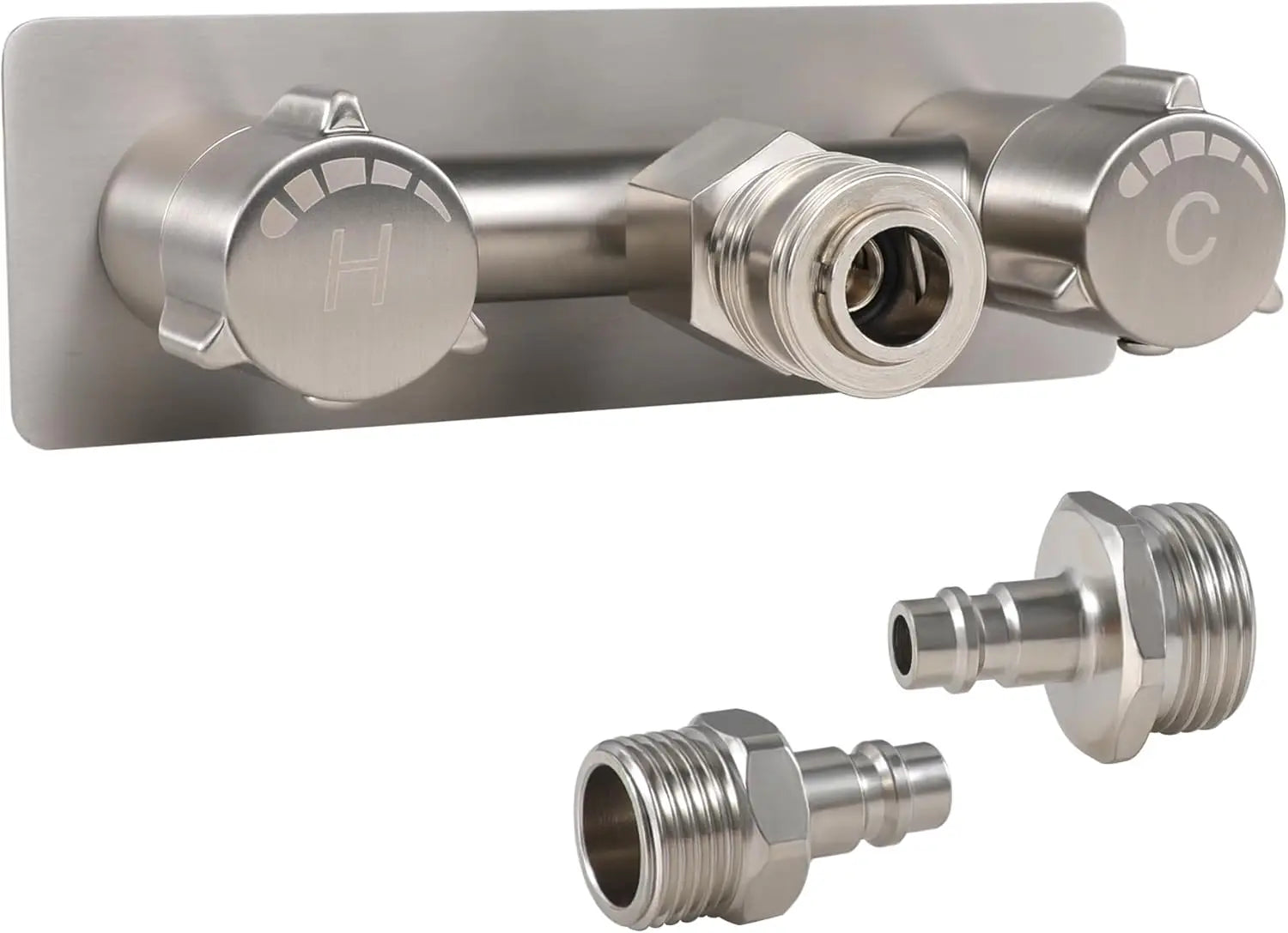 All Metal RV Quick Connect Faucet, 4" Shower Valve Kit for Camper Outside Replacement in Brushed Nickel