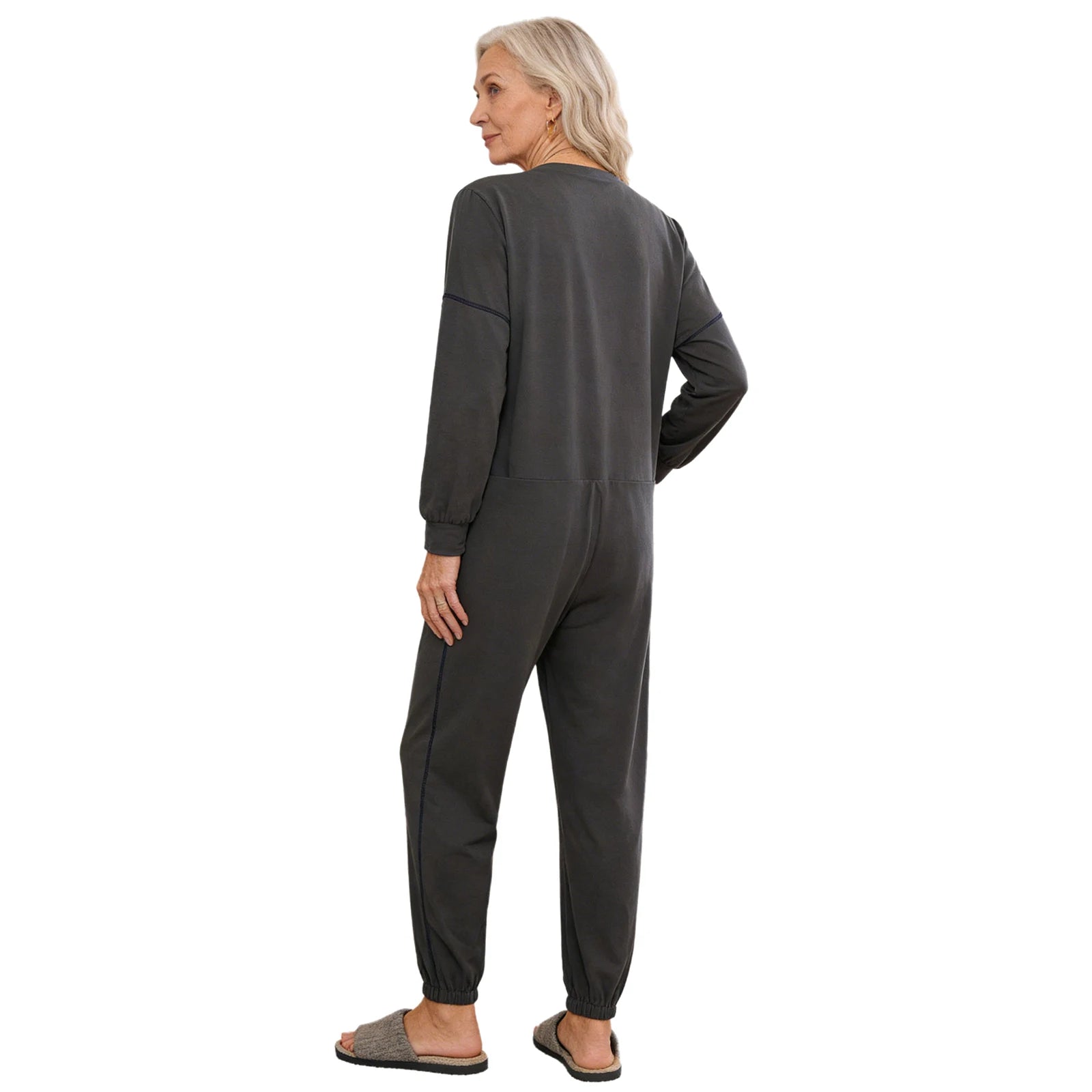 Women Elderly Dementia Alzheimer Adaptive Anti-strip Jumpsuit Long Sleeve Long Pants Rompers for Special Needs Caring Patient