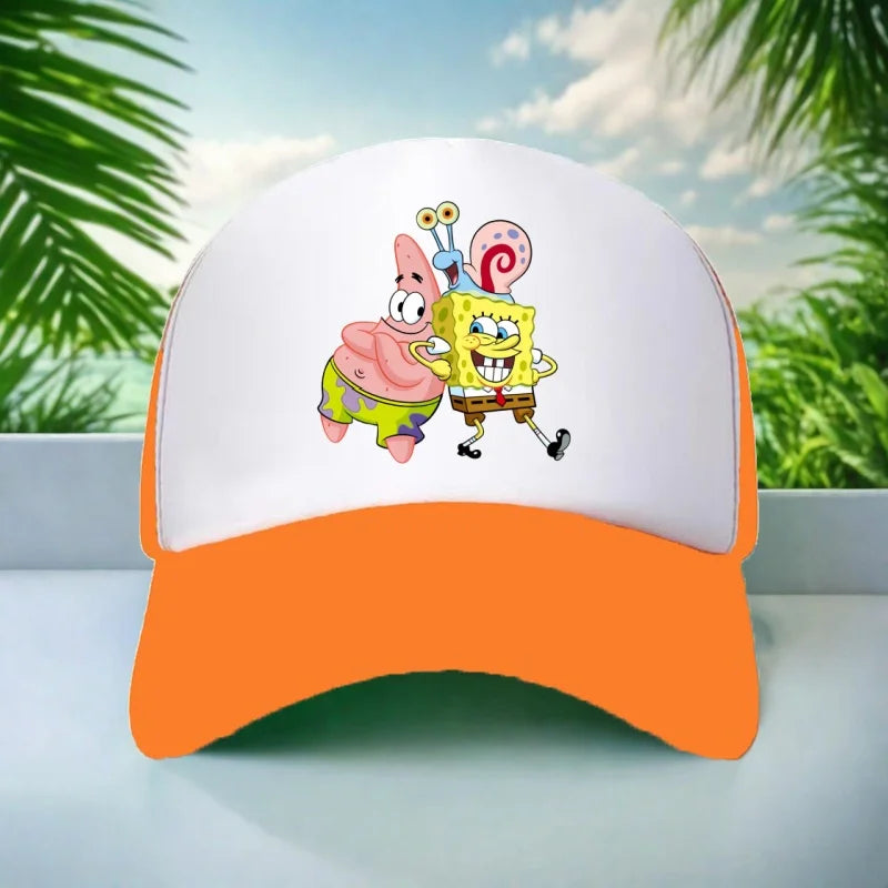 Kids Hat Beautiful Girl Anime SpongeBob Print 6-15Yrs Boy Girl Youth 58CM Travel Sun Hat Baseball Hat Charming Casual Sports Hat