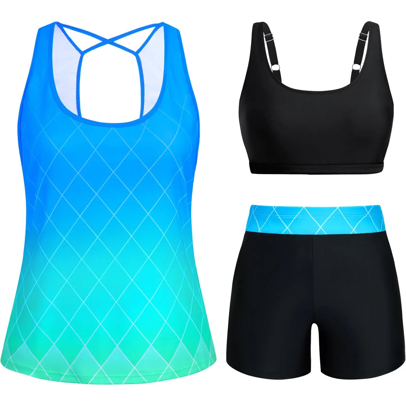 Arolina 3 Piece Swimsuits for Women Tankini Sets Modest Bathing Suits Plus Size Swimsuit Swimwear 2026