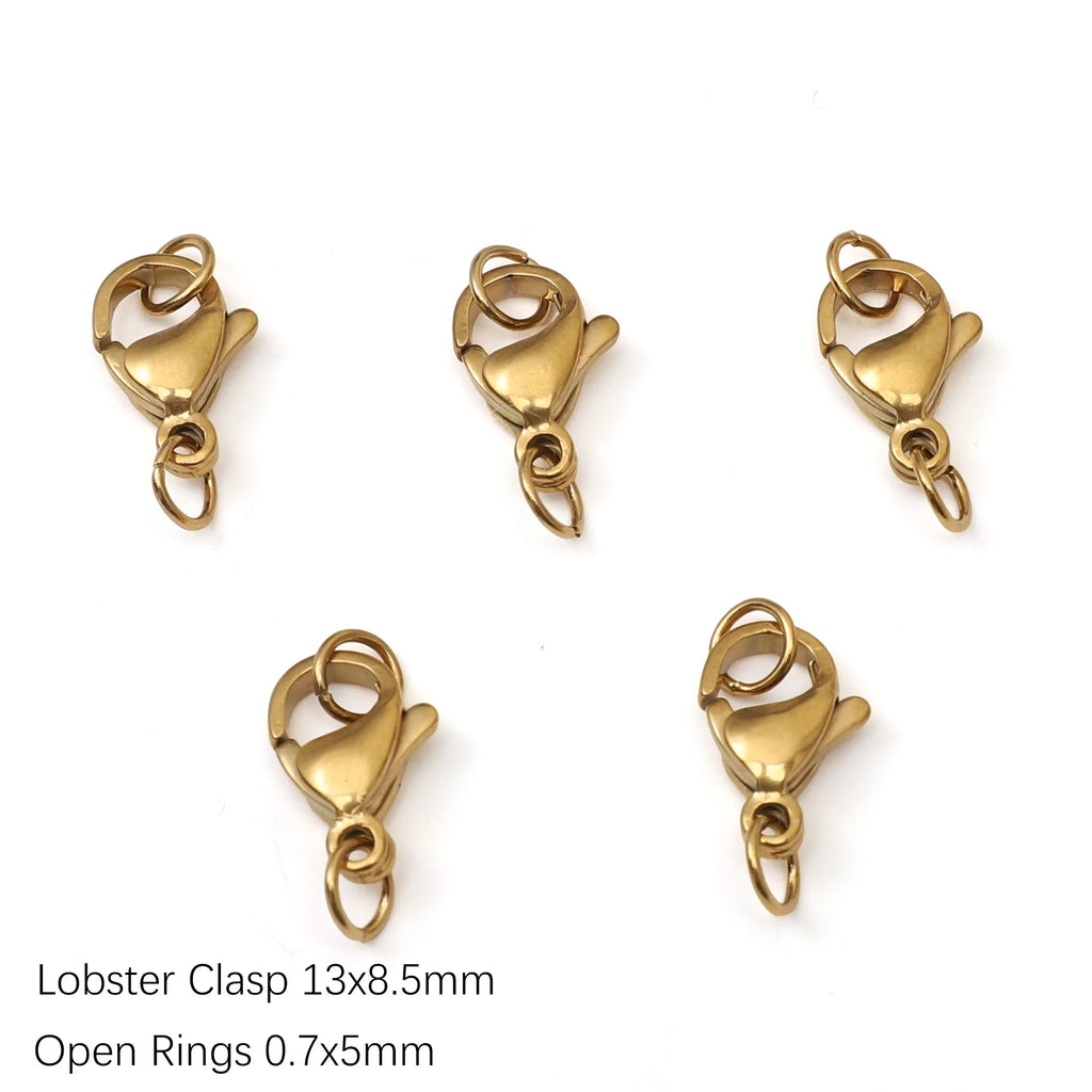 5-10Pcs Rhodium/Gold Color Stainless Steel Lobster Clasps With Rings DIY Bracelet Necklace Jewelry Making Connectors Accessories