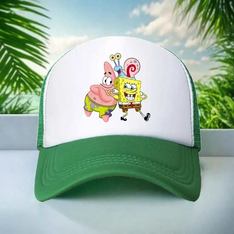 Kids Hat Beautiful Girl Anime SpongeBob Print 6-15Yrs Boy Girl Youth 58CM Travel Sun Hat Baseball Hat Charming Casual Sports Hat