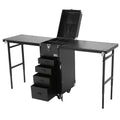 Portable Manicure Table Foldable Nail Table Makeup Train Case with Desk Cosmetic Trolley Travel Storage Organizer with Drawers