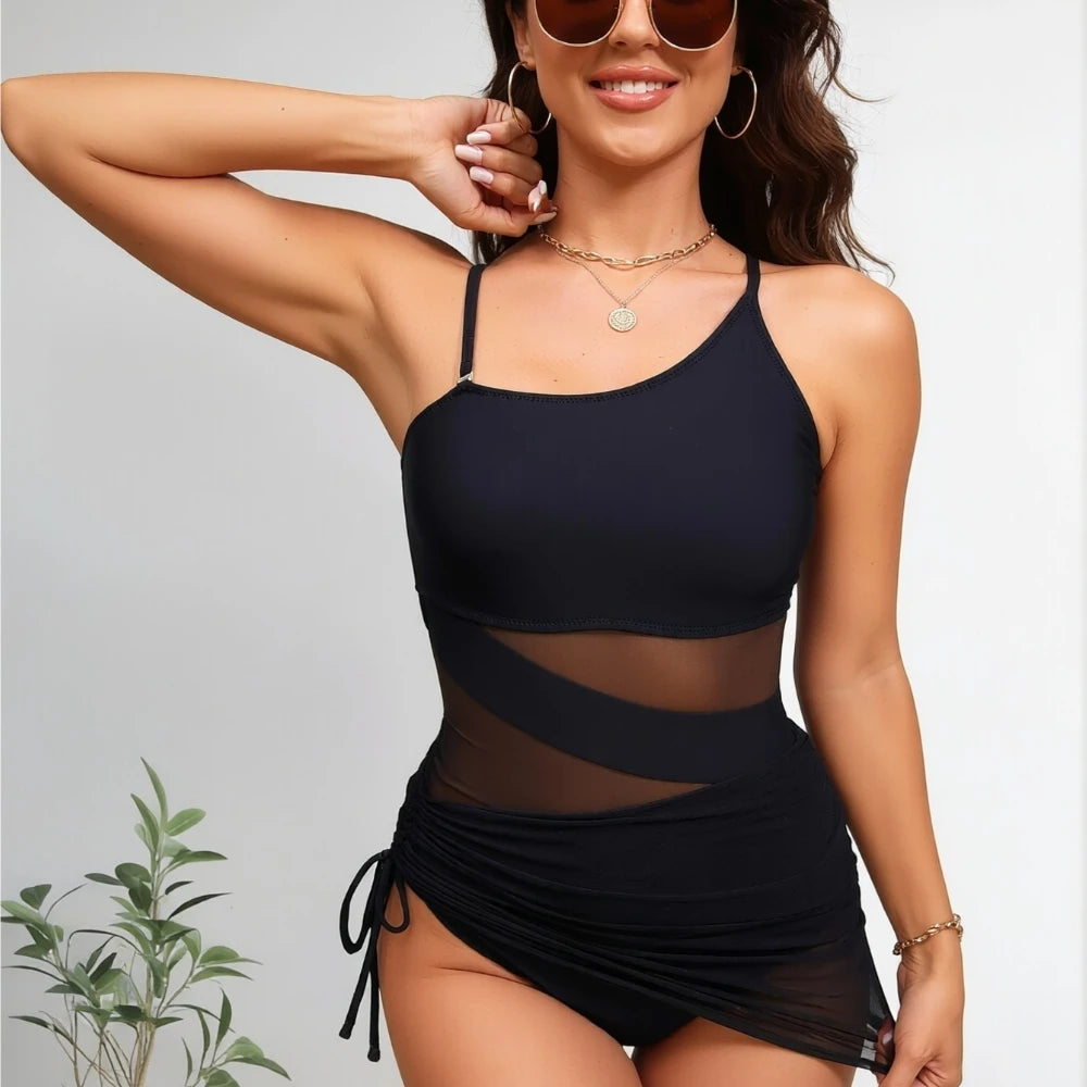 Casual European & American Style Tankini – Loose Fit Tummy Control Bikini Set, Quick-Dry & Breathable Swimwear for Women