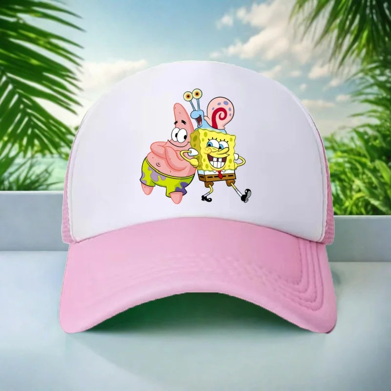 Kids Hat Beautiful Girl Anime SpongeBob Print 6-15Yrs Boy Girl Youth 58CM Travel Sun Hat Baseball Hat Charming Casual Sports Hat