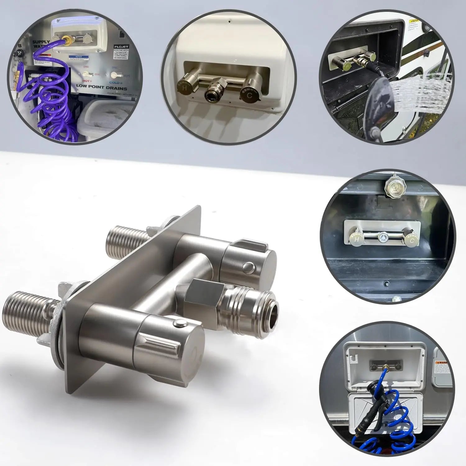 All Metal RV Quick Connect Faucet, 4" Shower Valve Kit for Camper Outside Replacement in Brushed Nickel