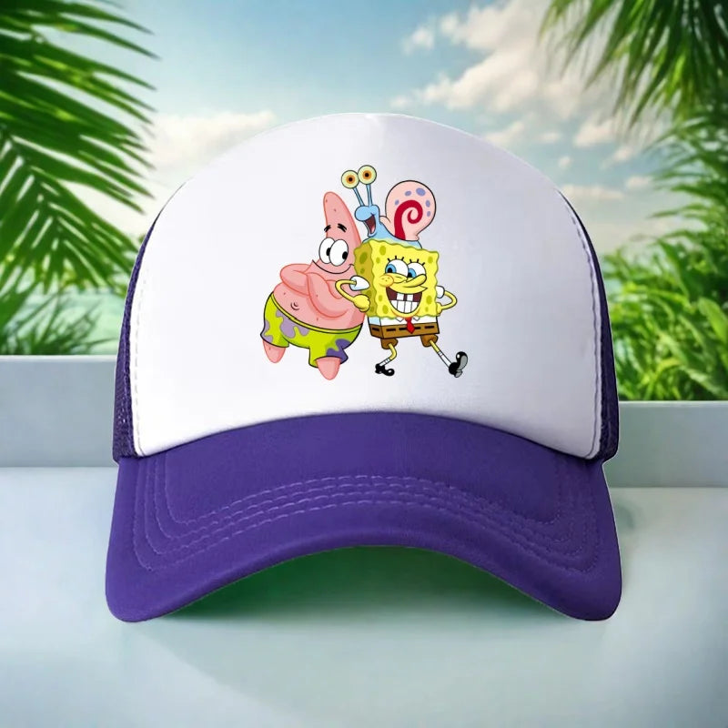 Kids Hat Beautiful Girl Anime SpongeBob Print 6-15Yrs Boy Girl Youth 58CM Travel Sun Hat Baseball Hat Charming Casual Sports Hat