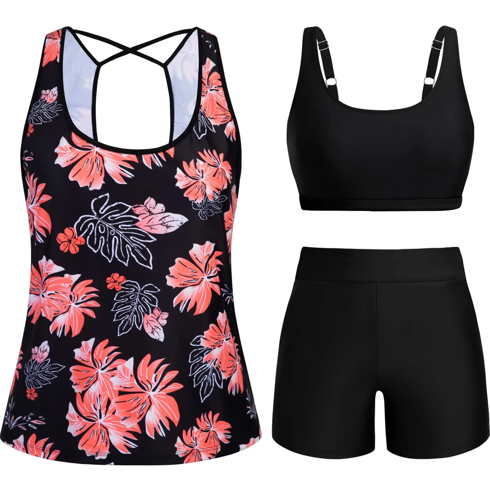 Arolina 3 Piece Swimsuits for Women Tankini Sets Modest Bathing Suits Plus Size Swimsuit Swimwear 2026