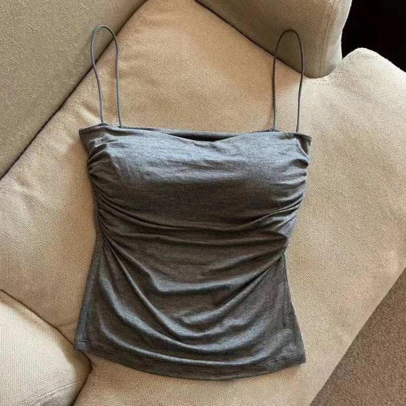 Women's Bra Stretch Women's Beach Everyday Casual Tank Top New Women's Halter Top Summer Korean Style Trend Fashion Built-In