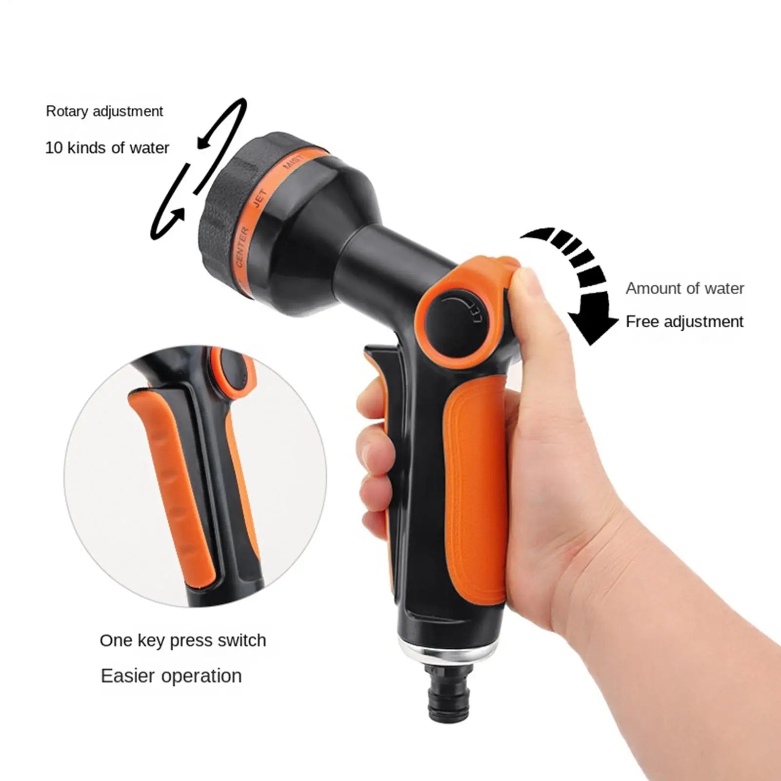 Water Hose Nozzle 5 Patterns Washer Head High Pressure Outdoor Hose Nozzle For Car Washing Auto Lawn Gardening Plant Outdoor