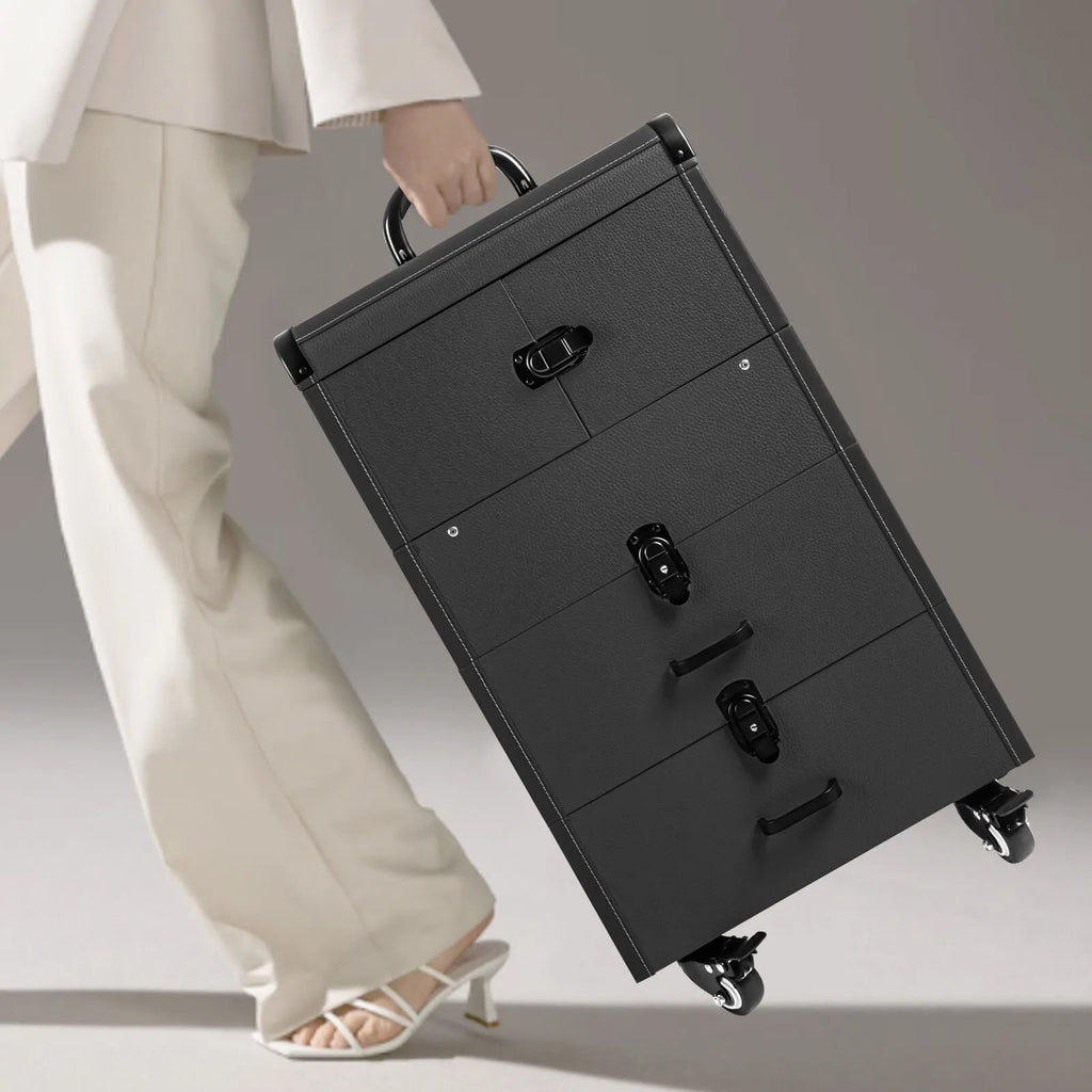 Rolling Makeup Case Professional Salon Use Trolley Organizer Lockable Box