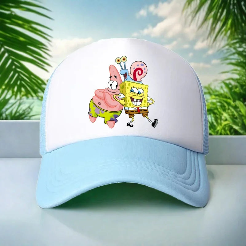 Kids Hat Beautiful Girl Anime SpongeBob Print 6-15Yrs Boy Girl Youth 58CM Travel Sun Hat Baseball Hat Charming Casual Sports Hat