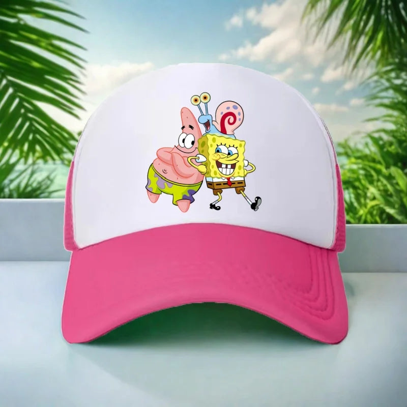 Kids Hat Beautiful Girl Anime SpongeBob Print 6-15Yrs Boy Girl Youth 58CM Travel Sun Hat Baseball Hat Charming Casual Sports Hat