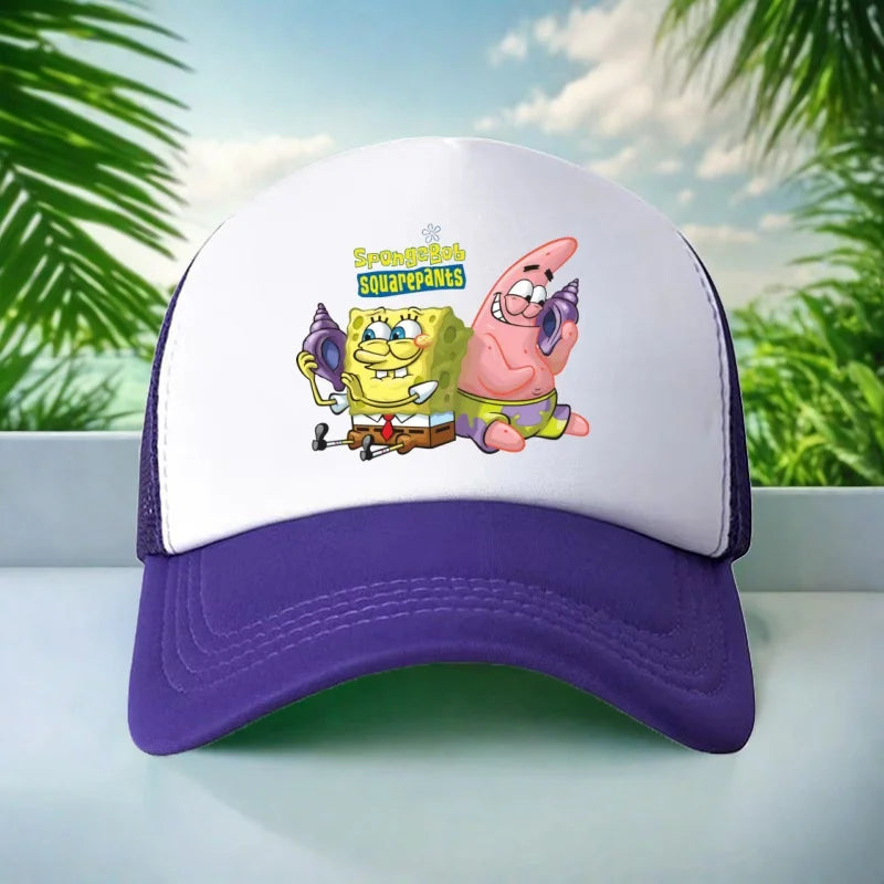 Kids Hat Beautiful Girl Anime SpongeBob Print 6-15Yrs Boy Girl Youth 58CM Travel Sun Hat Baseball Hat Charming Casual Sports Hat