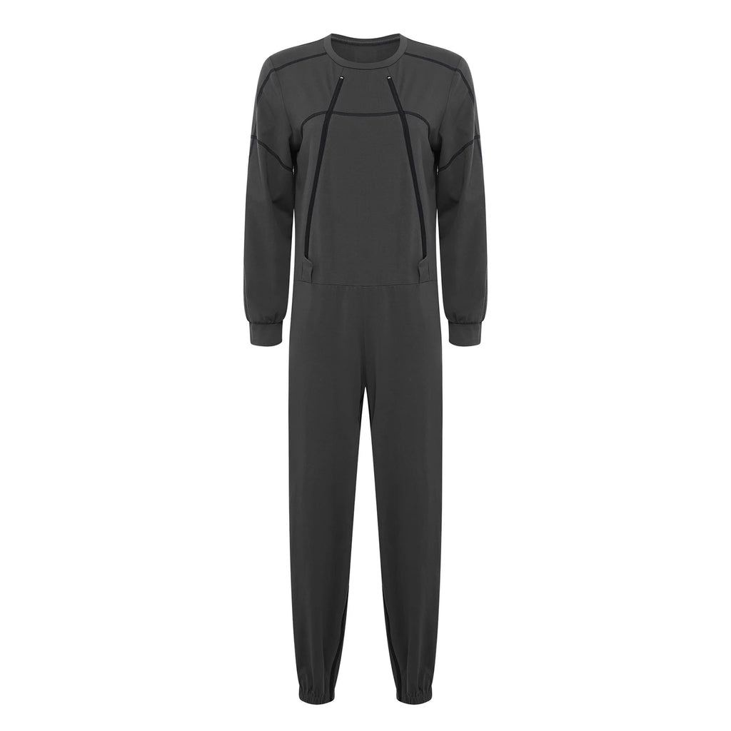 Women Elderly Dementia Alzheimer Adaptive Anti-strip Jumpsuit Long Sleeve Long Pants Rompers for Special Needs Caring Patient