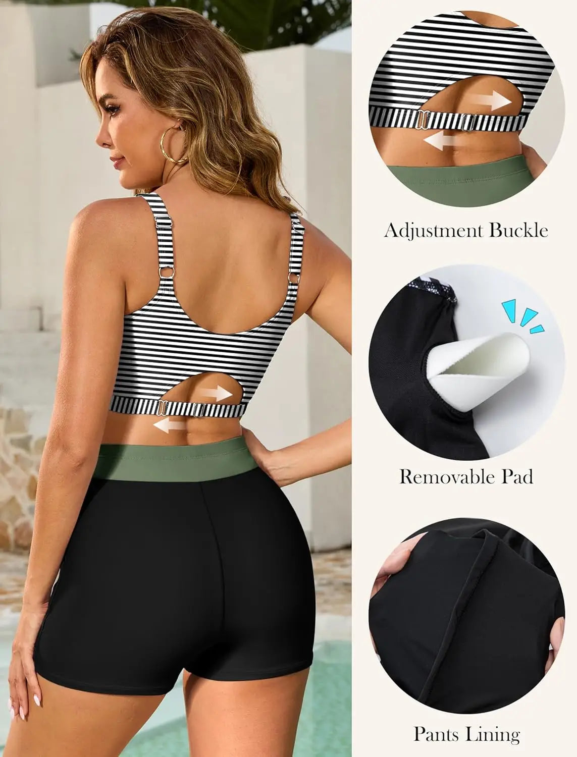 Arolina 3 Piece Swimsuits for Women Tankini Sets Modest Bathing Suits Plus Size Swimsuit Swimwear 2026
