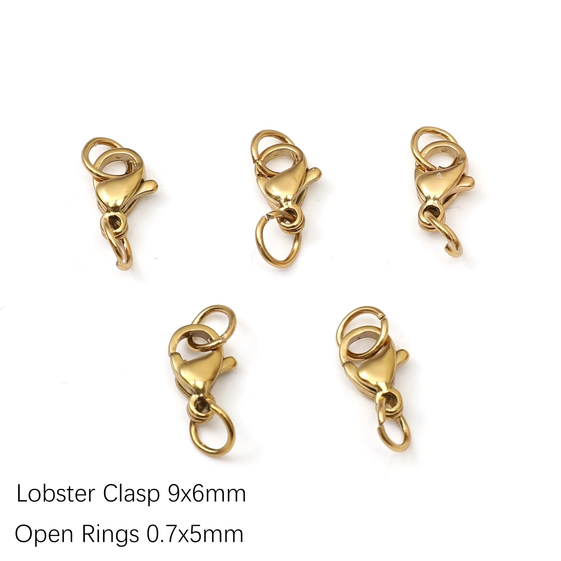 5-10Pcs Rhodium/Gold Color Stainless Steel Lobster Clasps With Rings DIY Bracelet Necklace Jewelry Making Connectors Accessories