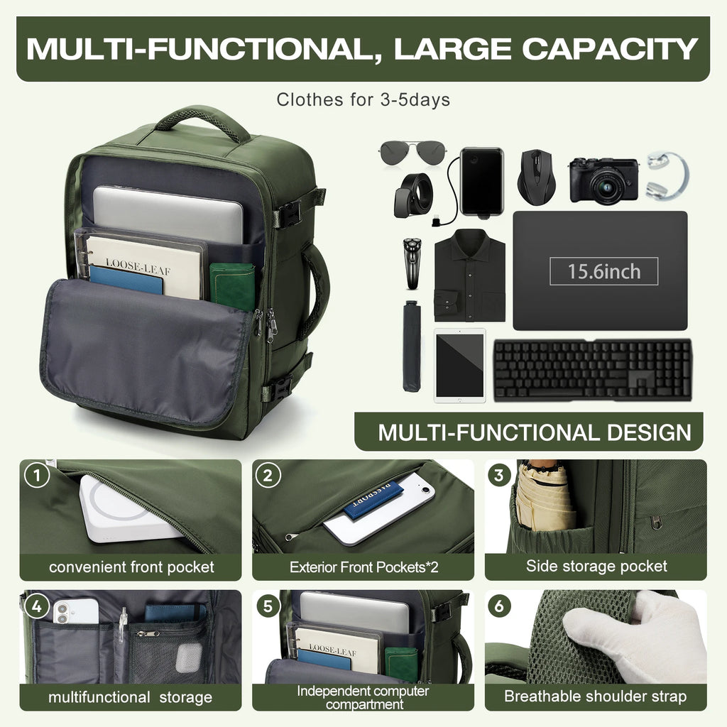 Genuine Luggage, Ryanair Hand Luggage 40x30x20 Travel Backpack,  Women Men Work Backpack Vacuum Bag Business Laptop Backpack