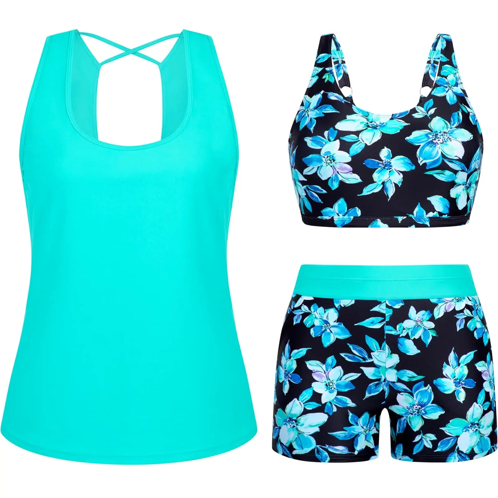 Arolina 3 Piece Swimsuits for Women Tankini Sets Modest Bathing Suits Plus Size Swimsuit Swimwear 2026