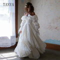 Vintage Taffeta Wedding Dress Square Collar Long Sleeve Floor Length Bridal Gown Romantic A Line Bridal Photoshoot Dress TSWD354