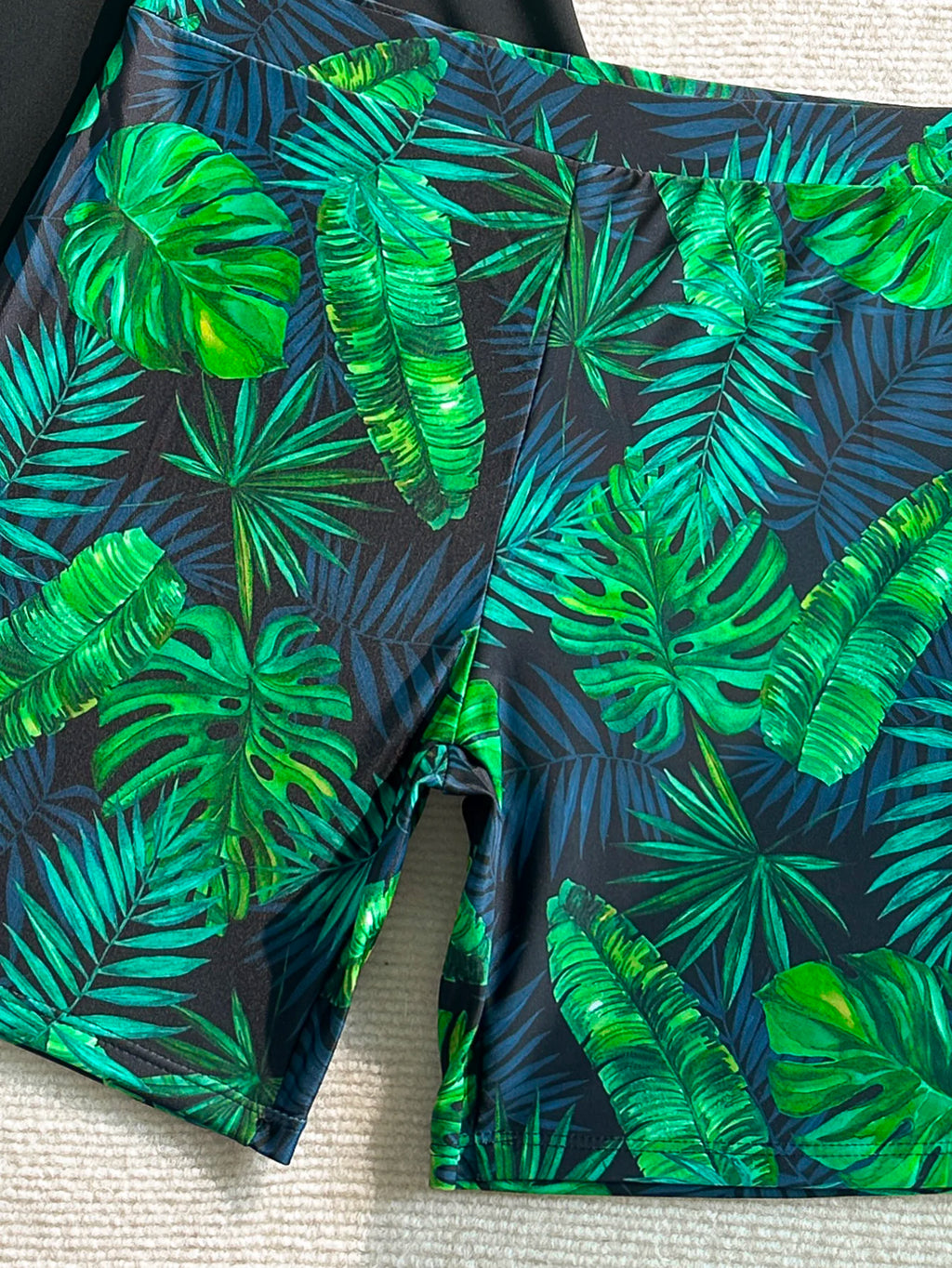 Women's Tankini Swimsuit Set, Two-Piece Swimsuit, Short-Sleeved Beach Vacation Conservative Slim-Fit Tropical Plant Print Boxer Shorts Sporty Fashion Swimwear